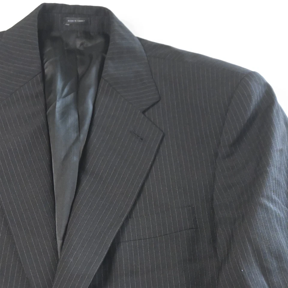 Express 38R 32x32 Black Striped 100% Wool Mens Jacket Pants Suit - Image 3 of 4