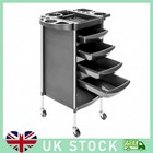 6 Tier Barber Hairdressing Salon Trolley Hair Colouring Spa Rolling Cart Black