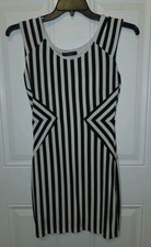Womens Solemio Bodycon Dress L Large Mini Striped Sleeveless