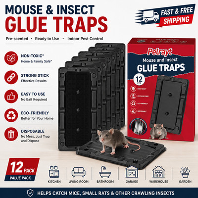 Mouse & Insect Traps 12 Pack, Heavier Sticky Traps with Non-Toxic Glue for Mice