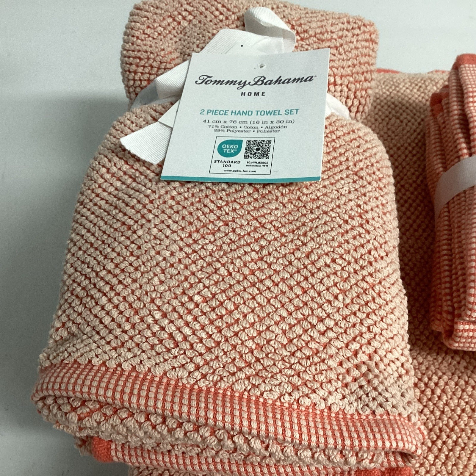 Tommy Bahama 8pc Coral Cotton Towel Set  2 Bath 2 Hand 4 Wash Clothes