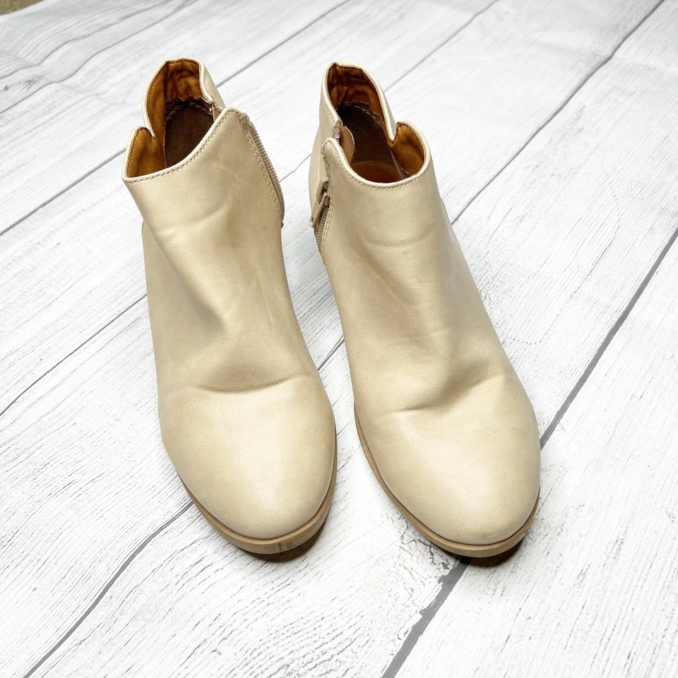 Botas J. Adams couro marrom tornozelo outono salto bloco tamanho 6.5 - Imagem 2 de 4