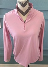 IBKUL Top 1/4 Zip Pink 50 UPF Shirt Top Women Vented Long Sleeve SZ M
