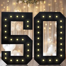 4FT Black Marquee Number 50, LED Light Up Numbers for 50th Birthday Party Dec...