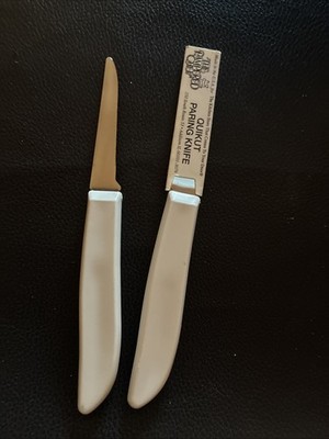 2 Pampered Chef Quikut Paring Peeling Knives #1250 White USA Vtg 2.25  Blade