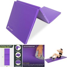 Tri-Fold Thick Exercise Mat 6x2 Folding Gymnastics Stretching Core Workout