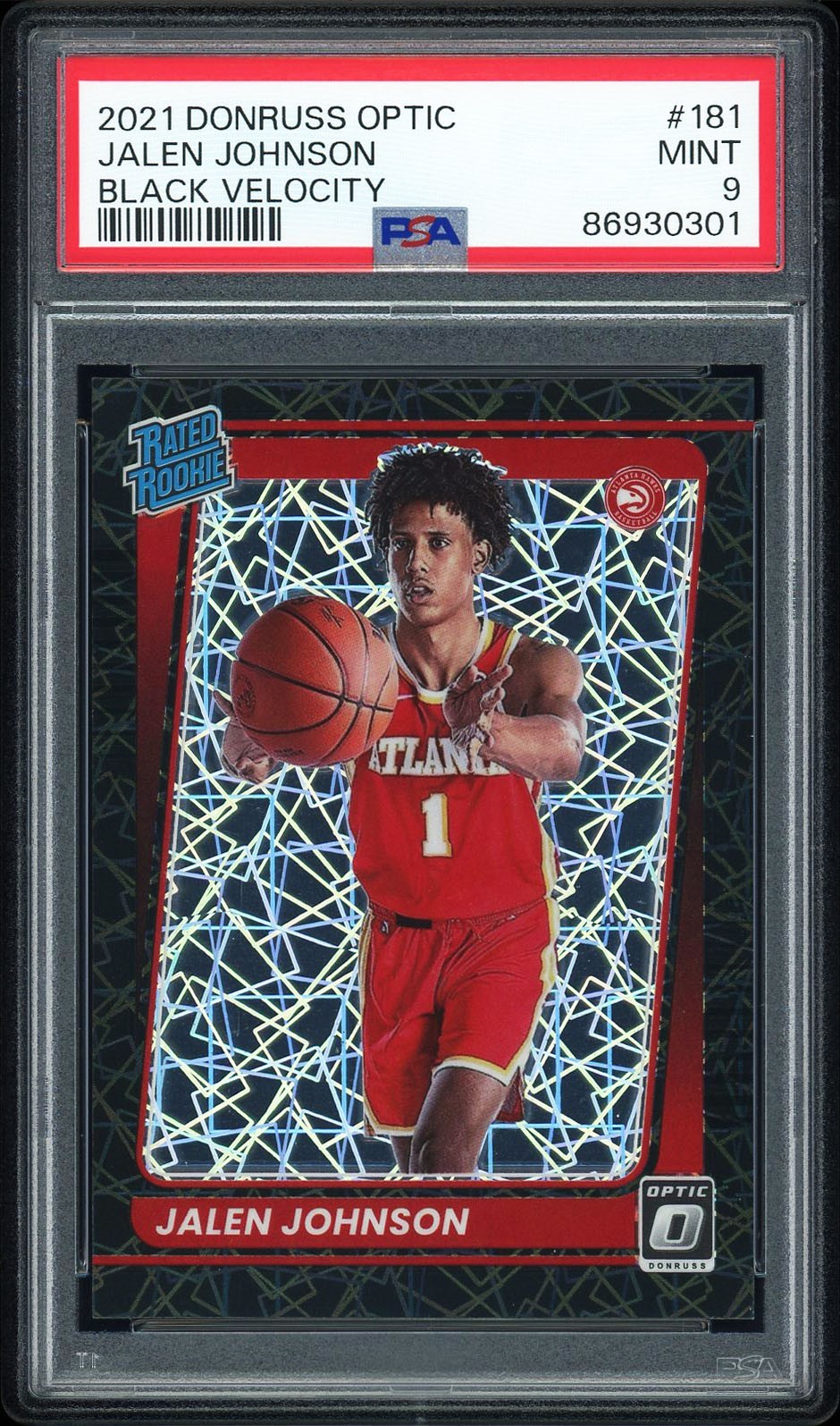 Jalen Johnson 2021-22 Panini Donruss Optic #181 Black Velocity Rookie /39 PSA 9