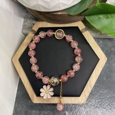 Handmade Flower Pendant Stretch Drop Charm Bead Bracelet New Free Ship B6728