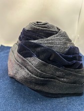 Vintage Jean Martin Hat Twisted Velvet  Metallic Fabric Design Blue  Silver To