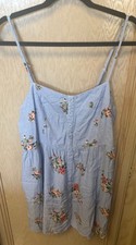 Rush Women's Smocked Back Spaghetti Strap A-Line Mini Dress Blue Floral Sz 2X