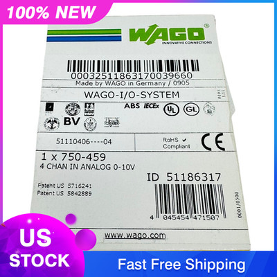 WAGO 750-459 INPUT MODULE ANALOG 4 CHANNEL 10 VDC NEW/NOS IN FACT SEALED BOX