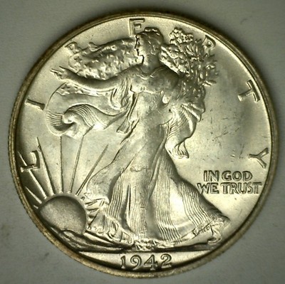 1942 S Walking Liberty Half Dollar Silver Uncirculated 50c Walker Coin