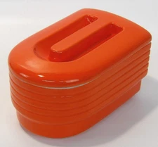 Vintage Hall China Co Westinghouse MCM Orange Refrigerator Dish Art Deco Rare!