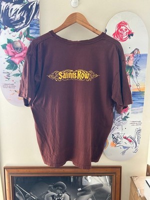 Vintage 2006 Saints Row Video Game Promo Shirt AUS Release Size M RARE BrownFade