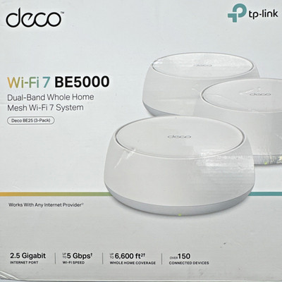TP-Link | Deco BE25 BE5000 | Dual-Band Whole Home Mesh Wi-Fi 7 System | Used