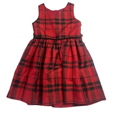 Cat & Jack Red Black Plaid Party Holiday Event Dress - Size Girl's Large 10/12