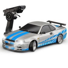 SVERTIBO LD1899 1/18 Scale RC Drift Car, GTR R34 Scale, Silver-blue