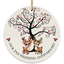 Cute Reindeer Couple 2 Years Ornament Our 2nd Wedding Anniversary Christmas Gift