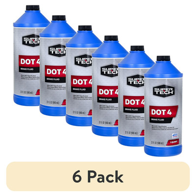 (6 pack) Super Tech Dot 4 Motor Vehicle Brake Fluid, 32 fl oz