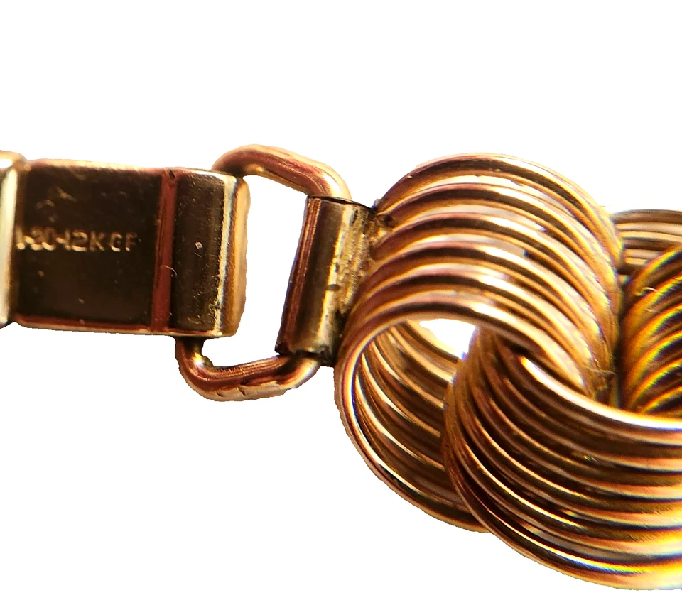 Collar de cadena chocker relleno de oro 15,5 pulgadas L, 120º-12k-GF, 0,5 pulgadas de ancho, 50 gr, VINTAGE Foto 4 de 4