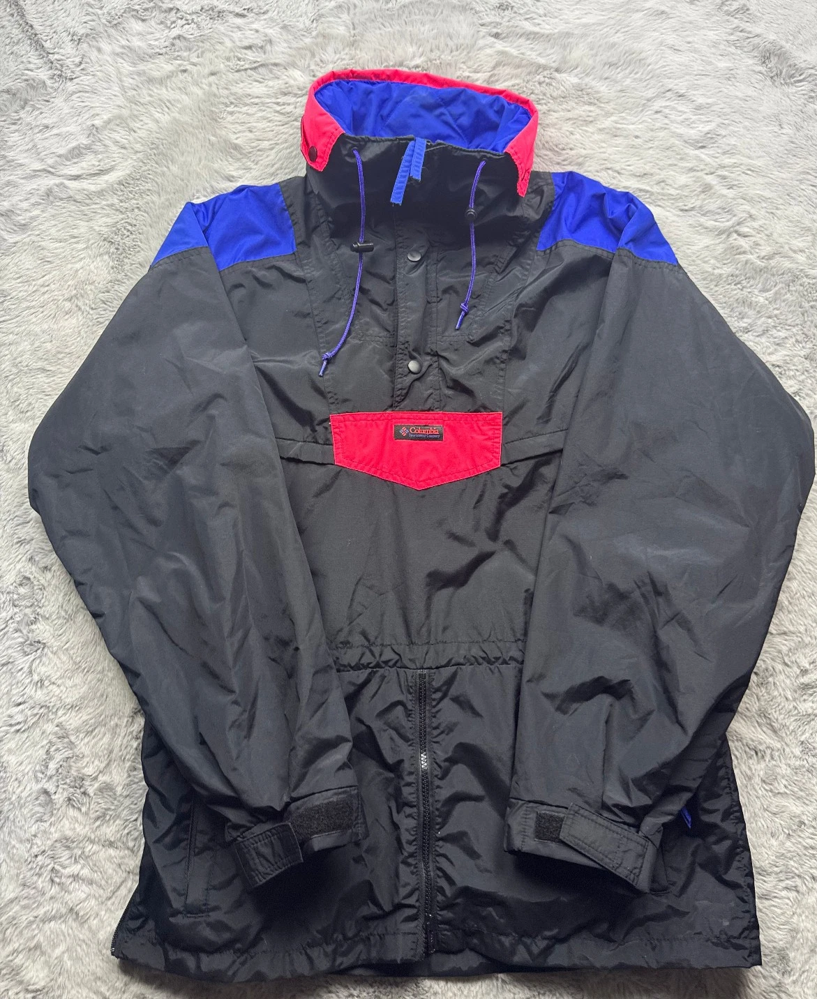 Vintage Columbia Jacket Mens Medium Black Radial Sleeve 100% Nylon Outdoor