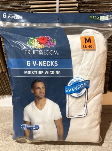 Hanes 100% Cotton Tagless V-neck T's Men's Small New in Open Package