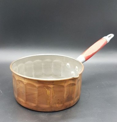 Topf Sauciere Kupfer verzinnt gerippt ADB Ø18,5cm Holzgriff Ausgießer Ptt
