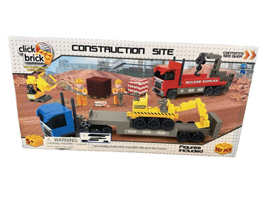 Click Brick Construction Site Plastic Building Bricks Ages 5+ / 257 Pc New
