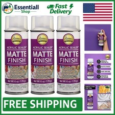 Durable 6 oz Clear-Matte Acrylic Sealer, 3-Pack Spray for Indoor/Outdoor Use