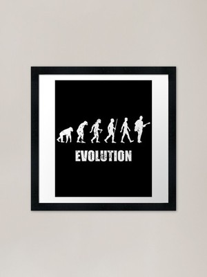Funny Guitarist Evolution - Guitar  Framed Wall Art Poster Canvas Print Picture