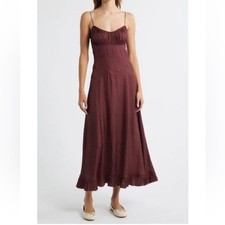 Dõen Rosaria Dot Sleeveless Silk Blend Maxi Dress Size Medium