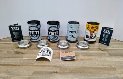 YETI Empty Soda Can Lot Of 4 Pop Top Stash Fake Bank Storage Bin & Sticker 12oz