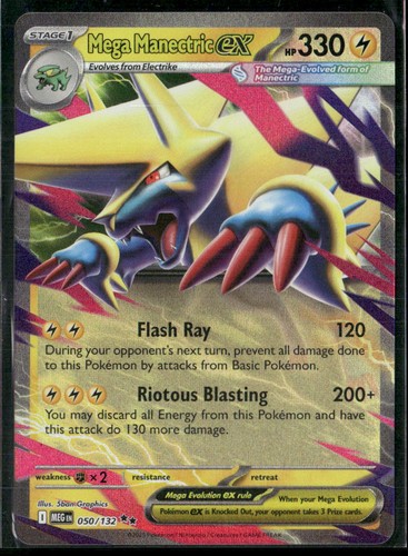 Pokemon TCG Mega Manectric ex Holo Double Rare ME01: Mega Evolution 050/132 NM