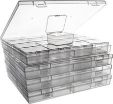 Bead Storage Containers 64 Small Clear Plastic Bead Organizer Box with Hinged...
