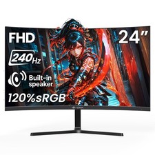 24  240Hz Gaming Monitor, Curved FHD 1920 x 1080P, Built-in Speakers, Support...