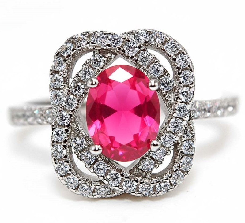 2CT Heat Treated Rubellite Tourmaline 925 Solid Sterling Silver Ring Sz 6