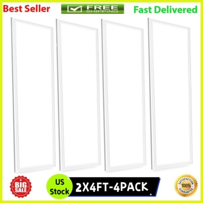 2x4FT LED Flat Panel Light Fixture 75Watt Drop Ceiling Shop Office Lights 4Pack