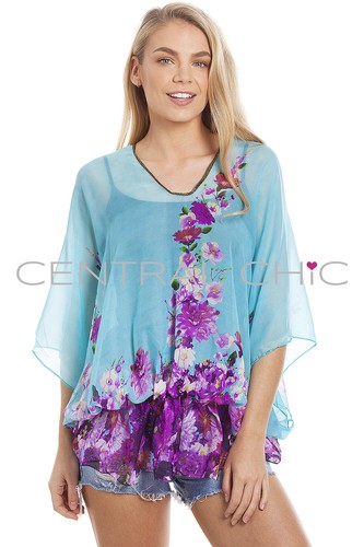 Central Chic Womens Pretty Kaftans Kimonos Beach Cover Up Evening Top Blouse - Picture 5 of 64