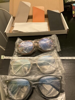 BLUE LIGHT MIGRAINE HEADACHE FASHION EYE WEAR GLASSES 3 Pairs Clear BNIB Gift