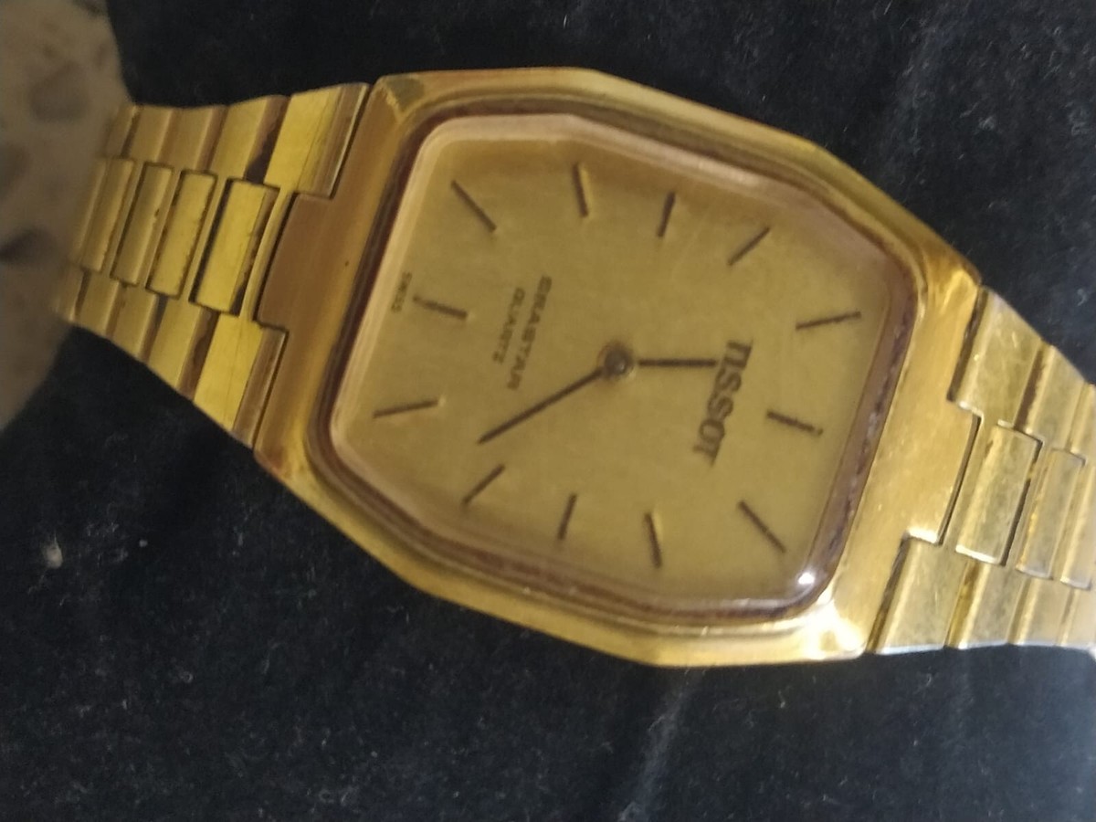 Vintage TISSOT SEASTAR 2032 ref 34065 Lady 24mm Quartz Watch Gold
