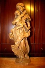ANTIQUE 20" HAND CARVED WOOD CATHOLIC VIRGIN MARY OUR LADY JESUS STATUE FIGURE