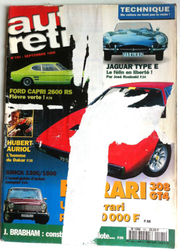 AUTO Rétro n°191; Hubert Auriol/ Ford Capri 2600 RS/ Jaguar type E/ Simca 1300 - Foto 1 di 2