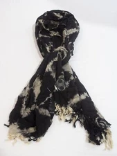 Regenbogenschwarz Women's Tie-Dye Zig Zag Patterned Scarf AC9 Black One Size NWT