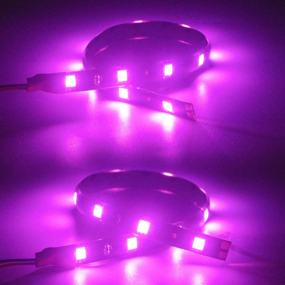 4 30cm 12V Flexible 12SMD Pink Purple LED Strip Light Waterproof Car Boat Motor - Image 3 of 4