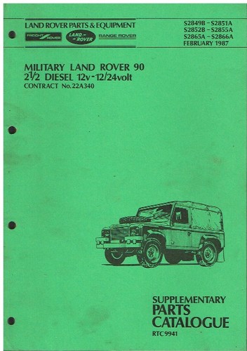 Land Rover 90 Defender 2 5 D Milit r Spec 1986 87 Teile Katalog 