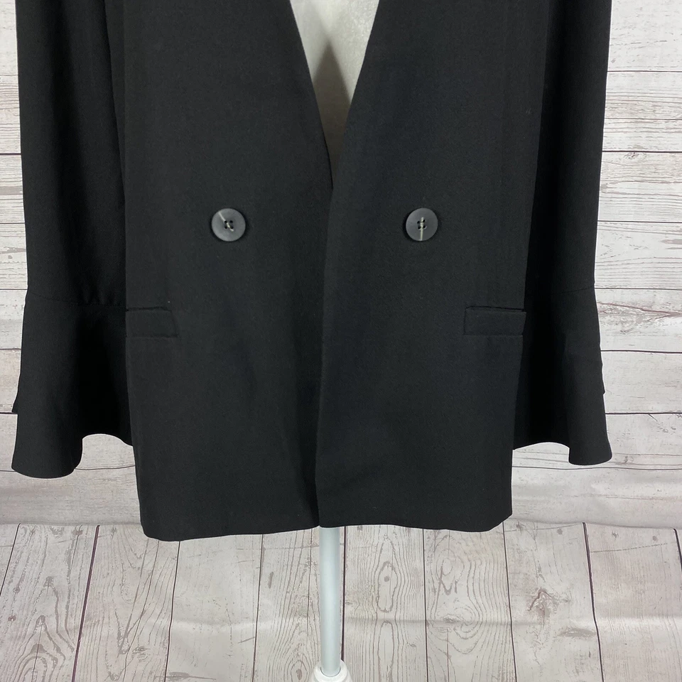 CURRENT AIR Womens Flare Sleeve Blazer Size Small Black Open Front - Image 3 of 4