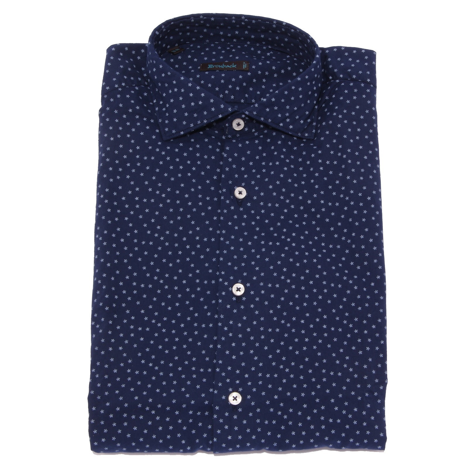 1625X мужская синяя хлопчатобумажная рубашка camicia uomo BROUBACK из хлопка