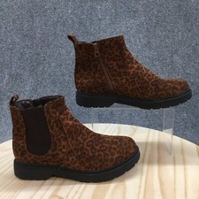 Cat And Jack Boots Youth 5 Girls Animal Print Zip Chelsea Ankle Bootie Brown