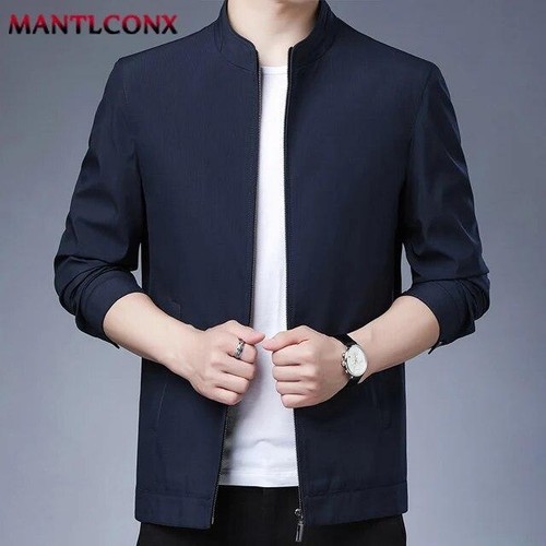 Casual Business Autumn Spring Jackets Outwear Top Men's Zipper Lapel Collar Coat - Picture 11 of 17