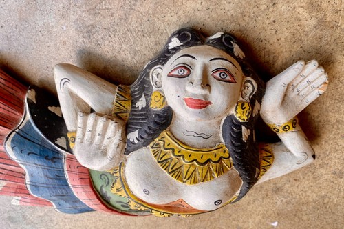Pr Colorful Hand Carved & Painted Wood Women Wall Plaques; Indonesia, 20+" Long - Picture 15 of 21
